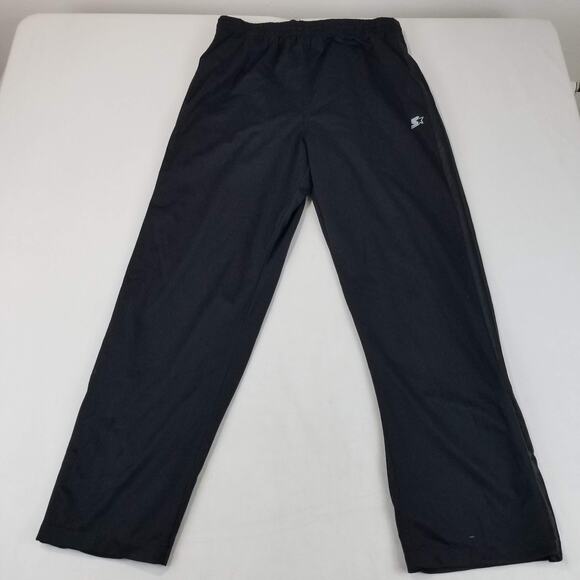 Starter Track Pants Mens Large Black Side Snap Cuffs Athletic Mesh Y2K - Picture 1 of 13